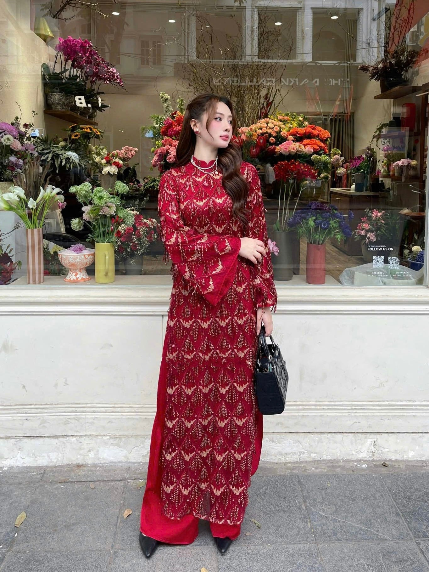 Preorder (2-3 tuần) BL1103 Áo only - Áo dài dáng suông cao cấp sequin tua rua