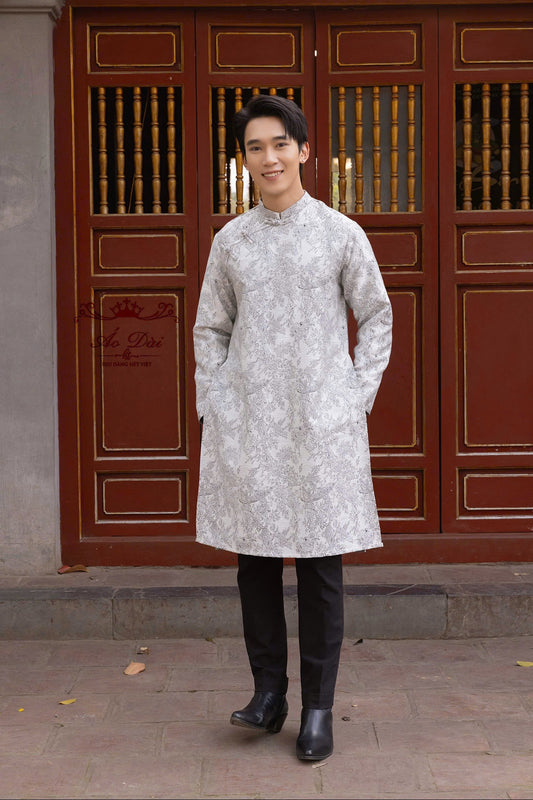 B80 Only Áo - Áo dài nam Nam hiên màu xám