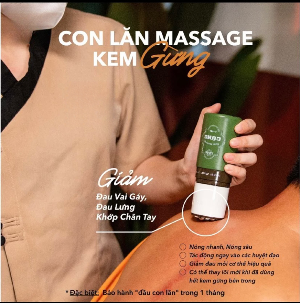 Con lăn Massage Gừng giảm đau cổ vai gáy