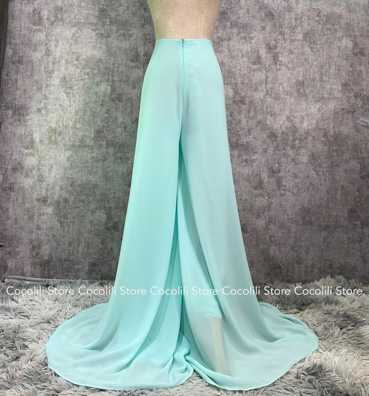 QVF13 Quần váy chiffon 2 lớp màu xanh ngọc