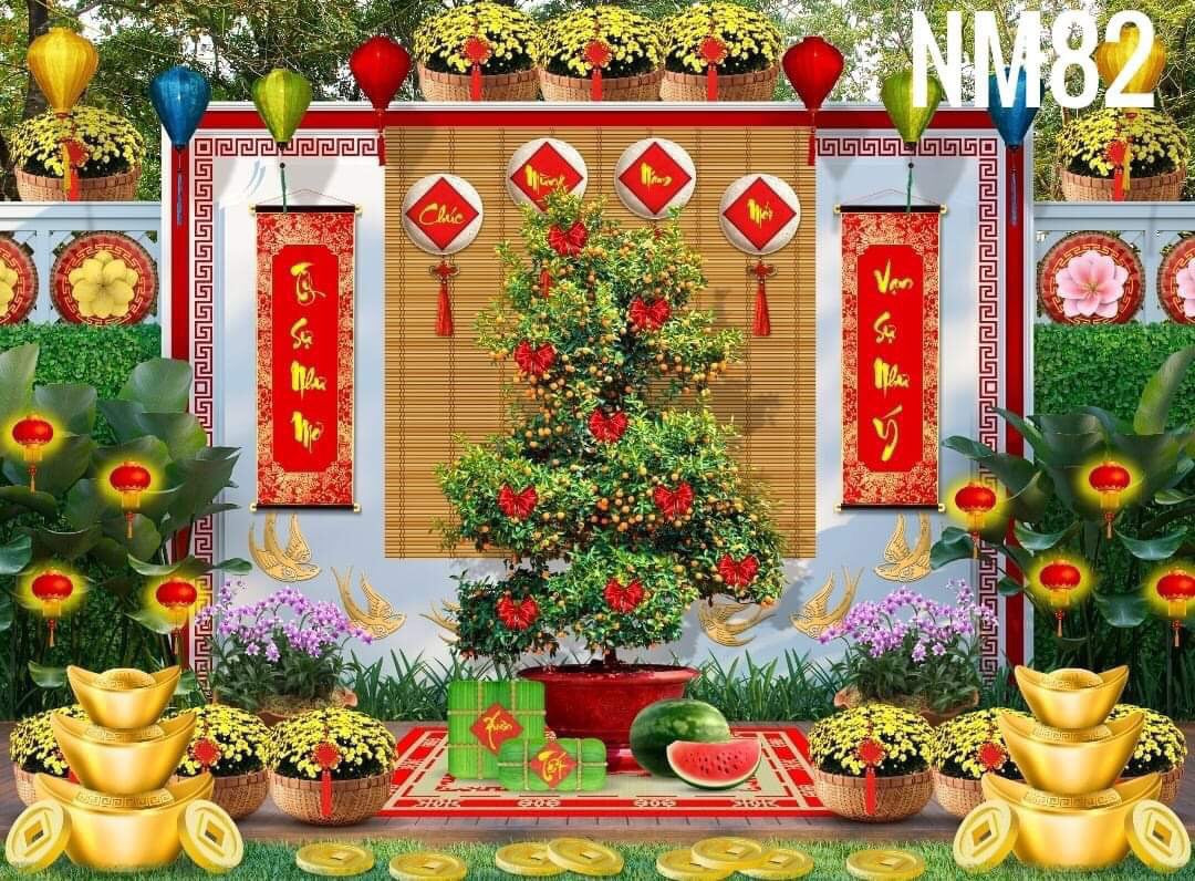 Super High Quality Back Drop. Code (NM82) for Tet Vietnamese New Year